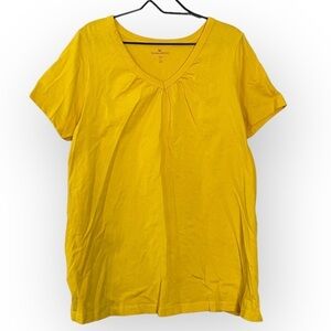Woman Within Yellow Basic V Neck T Shirt Plus Size 18/20 Short Sleeves Tee